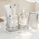 Popxstar  Minimalist Stainless Steel Toothbrush Holder Toothbrush Toothpaste Mouthwash Cup Home Tabletop Storage Rack Bathroom Accessories