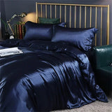 Popxstar High-end Blending Natural Mulberry Silk Bedding Set Luxury Satin Silky Queen Size Duvet Cover Set with Sheets King Size Bed Set