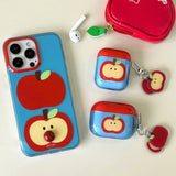 Popxstar  Korea Lovely Apple Funny DIY Red Nose Transparent Blue Soft Mobile Phone Protective Cover Case for iPhone 16 15 14 13 12 Pro Max