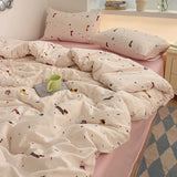 Popxstar  100% Cotton Bedding Set Cartoon Cute Animals Duvet Cover Set Bed Linen Flat Sheets Set 2 Pillowcases Single Double Queen Size