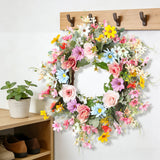 Popxstar  Artificial Daisy Flower Wreath for Spring,Valentine Easter Door Wall Decor, Wedding Party Garland Indoor Outdoor Home Decoration