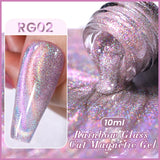 Popxstar 10ml Rainbow Purple Water Light Cat Magnetic Gel Nail Polish Shining Sliver-light Holographics Semi Permanent UV Gel