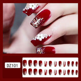 Popxstar  Manicure Press on Nails White Flowers Fake Nials False Nails Ballerina French Long