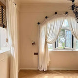 French Retro Dome Curtains for Arched Doors Carved Windows Gauze Partitions Living Room Study American Style Drapes Yarn