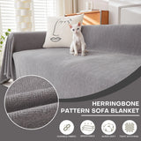 Popxstar Sofa Covers Soft Washable Couch Covers for Sofa Furniture Protector Herringbone Pattern Sofa Cover with Tassel