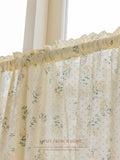 Popxstar Chiffon Ruffled Blackout Fabric Curtain for Bedroom Living Room Small Window Cotton Vintage Short Curtains Rod Pocket Cafe Decor