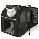 Cat Carrier Backpacks Expandable Cat Backpack with Shade Cover, Breathable Mesh Pet Carrier Backpack Bag for Travel Hiking Campi
