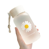 This Summer Cute Little Chrysanthemum Water Cup Comes in Two Styles  Frosted and Transparent  with A Handle for Easy Carrying