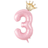 Popxstar  40inch Pastel Light Blue Pink Foil Number Balloon With Crown 1 2 3 4 5 6 Boy Girl Birthday Party Baby Shower Wedding Decoration