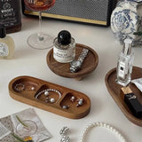 Popxstar Retro Japanese Solid Wood Tray Earring Jewelry Plate Perfume Shelf Cosmetics Storage Entrance Key Storage Tray Home Decorations