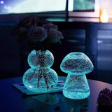Romantic Luminous glass vase transparent mushroom calabash wave hydroponics dried flowers living room home decoration ornament