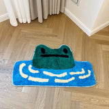 popxstar Frog Tufted Rug Funny Thickened Non Slip Foot Mat Hallway Porch Area Rug for Home Livingroom Door Mats Bathroom Rug Carpet