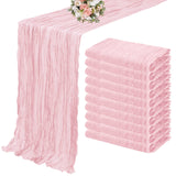 Popxstar 10PCS Set Semi-Sheer Gauze Wedding Table Runner Sage Green Cheesecloth Table Dining Party Christmas Banquets Arches Cake Decor