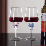 Popxstar  420ML Creative Pink Bow Cup Glass Desktop Decoration Home Christmas Party Drinkware Glass Cup Champagne Handmade Wine Glass Gift