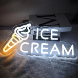 Creamy Ice Cream Neon Sign - Vibrant Wall Art for Ice Cream Shops, Bars & Bedrooms LED Lighting - Perfect Party Accent