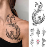Popxstar Waterproof Temporary Tattoo Sticker Japanese Phoenix Flame Flash Tatto Feather Totem Body Art Arm Leg Waist Fake Tatoo Men Women