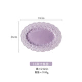 popxstar Purple Disc Lace Relief Series Ceramic Tableware Bowl Plate Tableware