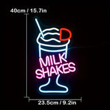 Milkshake Wonderland Neon Sign Light - Vibrant LED Wall Decor ,for Dessert Shops, Restaurants, Stores & Party Celebrations
