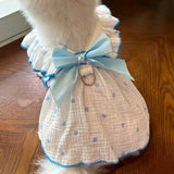 Summer Princess Dog Clothes Cute Heart Print Bow Dress for Chihuahua Puppy Sweet Skirt Cotton Dress for Girl Dog Pet Costume