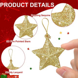 Popxstar Gold Glitter Star Ornaments Christmas Tree Hanging Pendant Christmas Decorations for Home Navidad New Year Party DIY Gift