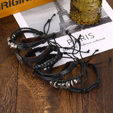 Popxstar Fashion Bracelet Viking  Bracelet For Men Hand Bracelets Woven Skull Hand Jewelry Adjustable Leather Set Bracelet For Leather