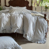 Popxstar  100% Cotton Pastoral Floral Print Ruffles Bow Princess Bedding Set Queen King Duvet Cover Set Bed Sheet/Fitted Sheet Pillowcases