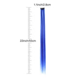 Popxstar Clip in Hair Extensions Colored Party Highlights 22 inches 6pcs/pack Multi-colors Straight Hair Synthetic Hairpieces Royal Blue