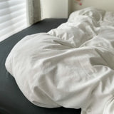 Popxstar Cotton Bed Linen Solid Bedding Set with Sheet Duvet Cover Pillowcases Single Couple Bedsheet King Queen Double Twin Size