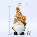 Popxstar  Solar Dwarf Garden Statue with Welcome Sign Whimsical Statue Featuring Sunflowers A Gift for Mom's Garden, Courtyard, or Lawn