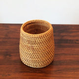 Popxstar  High Quality Hand-made Rattan Storage Box Pen Container Makeup Brush Storage Box Tea Ceremony Accessories storage baskets
