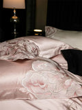Popxstar  High Precision Damask Egyptian Cotton Flowers Embroidery Luxury Bedding Set Duvet Cover Flat/Fitted Bed Sheet Pillowcasess 4Pcs