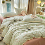 Popxstar INS Girls Cherry Soft Bedding Set Washed Cotton Bed Sheet Queen King Size Duvet Set Flower Comforter Set Pillowcase Bed Linens