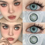 Popxstar 2PCS Colored Contact Lensee Myopia Green Natural Pupils Effect High Quality Lens With diopter Cosmetic Blue Twinkling Eye