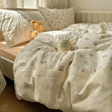 Popxstar  Class A double gauze bed four-piece set of girly heart lace lace sheets and quilt cover dormitory three-piece set