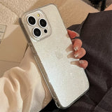 Popxstar Clear Glitter Phone Cases for iPhone 15 Pro Max Plus 14 13 12 11 Jelly Minimalist Transparent Protective Phone Covers