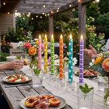 6pcs Macaron Glitter Electronic Candles Macaron Color Realistic Flame LED Candles Remote Control Christmas Straight Rod Candles