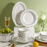 Popxstar  Sesame Glazed Lace Ceramic Plate Nordic Modern Relief Craft Dinner Set Plate and Dishes Fruit Salad Bowl Afternoon Tea Tableware