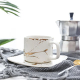 Popxstar  Marbling Matte Gold Products Series Japanese Style Black And White Cup And Saucer Case Tea Cup Glass Coffee Cup