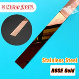 Popxstar 3M/Roll Gold Mirror Wall Sticker Stainless Steel Flat Living Room Decoration Lines Titanium Background Wall Ceiling Edge Strip