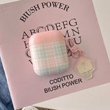 Popxstar Case for AirPods 4 Suitable Girls Silicone Earphone Coque Fashion Pink Plaid Pattern Hard House Pendant for AirPods 1 2 3 Pro 2