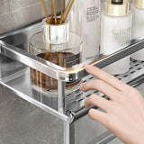Popxstar Bathroom Shelf Wall-mounted Storage Bracket with Towel Bar Space Aluminum Thickened Silver Organizer Shelf Bathroom Accessories