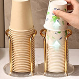 Popxstar Luxury Disposable Cup Storage Holder Water Tea Cups Dispenser Rack Shelf With Longer Stick Mug Display Stand Home Organizer