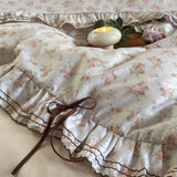 Popxstar  100% Cotton Pastoral Floral Print Ruffles Bow Princess Bedding Set Queen King Duvet Cover Set Bed Sheet/Fitted Sheet Pillowcases