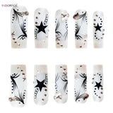 Popxstar  24Pcs Y2K Nails Tips Long Coffin Star Designs Diamond Fake Nails Full Cover Press on Nail Clear Acrylic Stick-on Nails for Girls