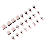 Popxstar  Black French Tip Fake Toenails Summer Nude Color Wearable Press on Nails Simple Charm Manicure Stick-on False Toe Nails 24Pcs