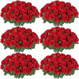 Popxstar 100 Pieces Artificial Roses Flowers Fake Silk Roses Bouquet for Table Centerpiece Vases Wedding Party Decor