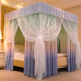 Double Layers Blackout Mosquito Net Princess Integrated Bedroom Dust Top Windscreen Bed Curtain with Bracket