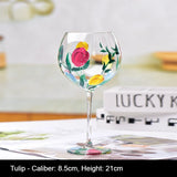 1pc Hand Drawn Glass Painted Red Wine Glass Large Belly Wine Glass Decoration High Foot Creative Home European Bar