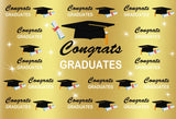 Popxstar Graduation Backdrop Congrats Gold Class of Grad Photocall Decoration Photography Background Photo Banner
