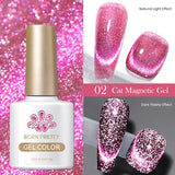 Popxstar 10ml Rainbow Purple Water Light Cat Magnetic Gel Nail Polish Shining Sliver-light Holographics Semi Permanent UV Gel